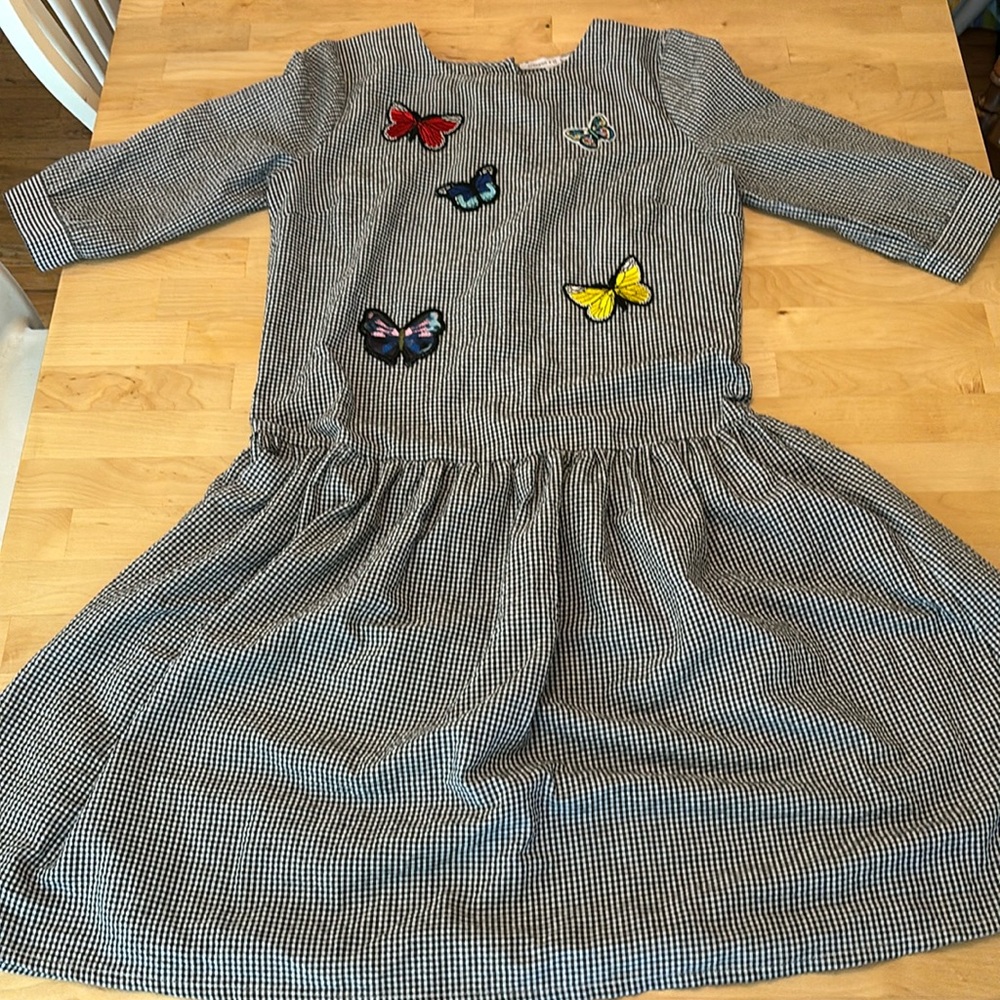 Crimson And Clover Butterfly Seersucker shift Dress Gingham size large